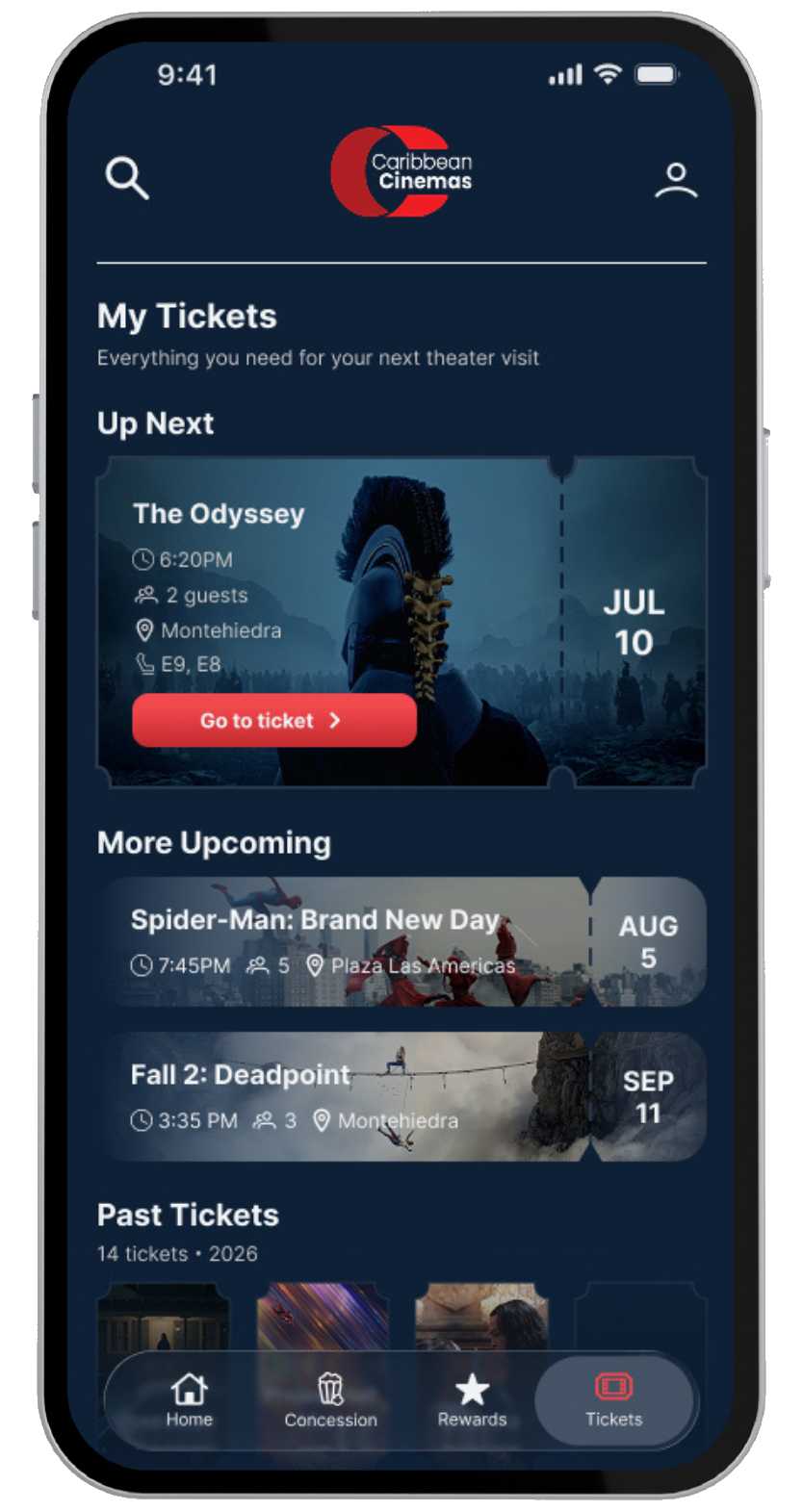 Updated ticket screen with expanded screen format information